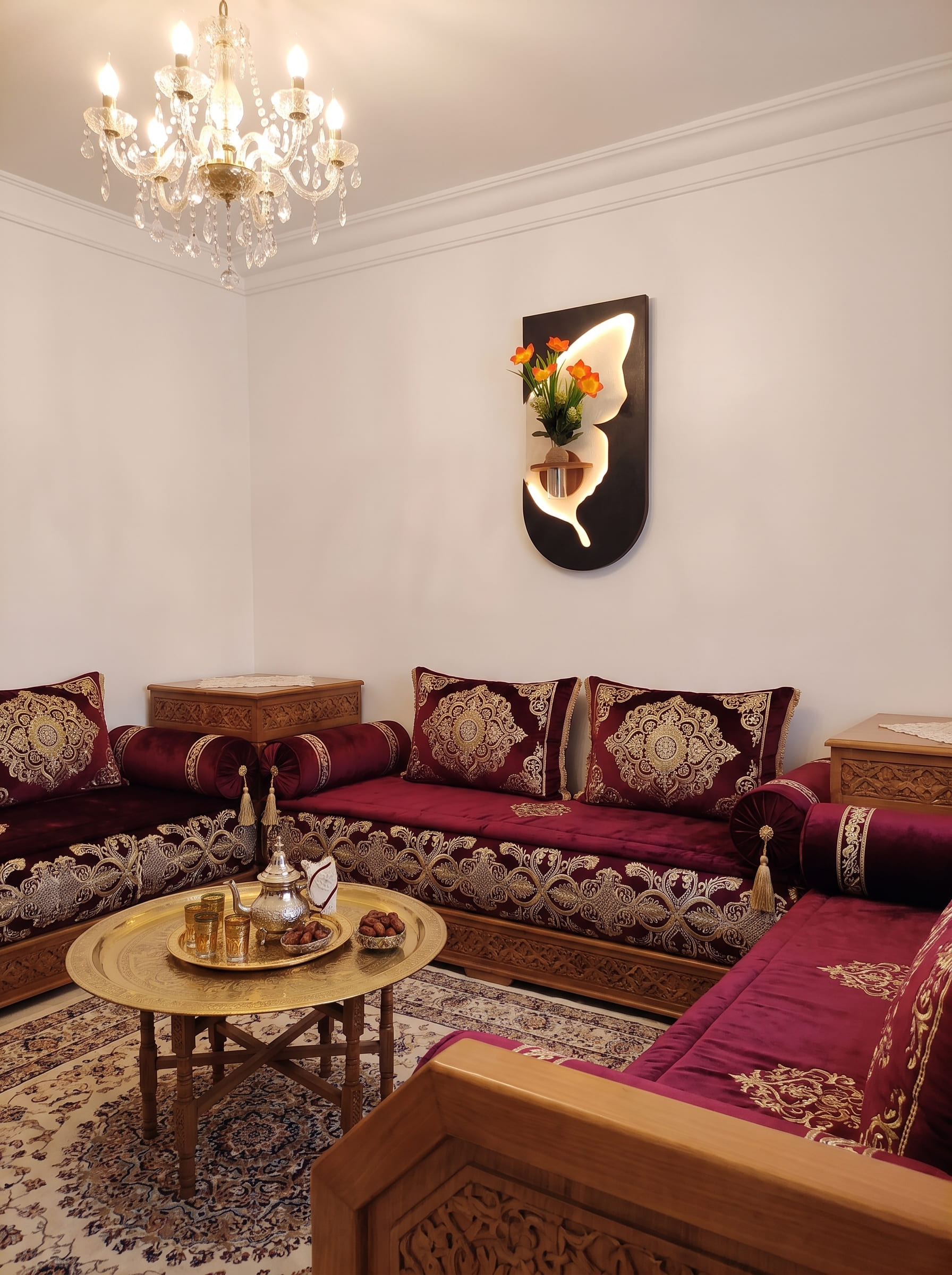 Décoration Murale LED Papillon avec Vase et Étagère - الصورة 5
