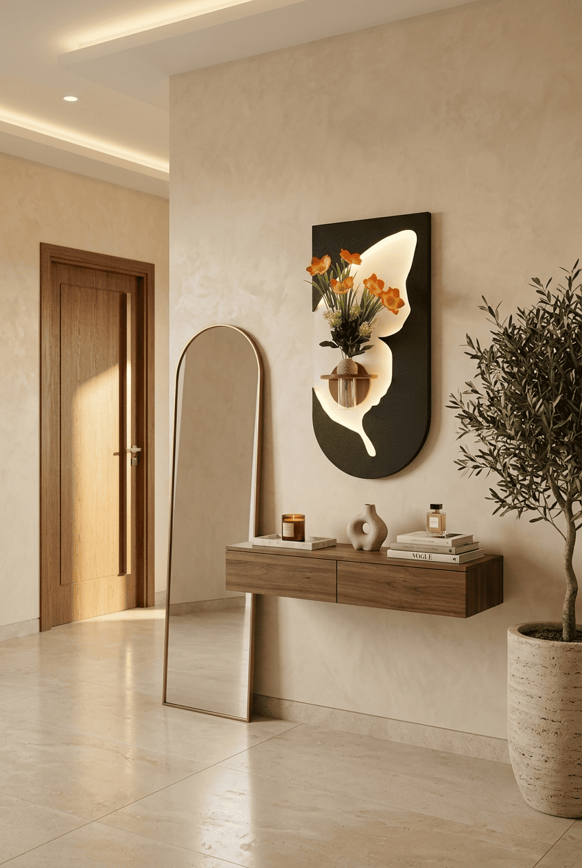 Décoration Murale LED Papillon avec Vase et Étagère - الصورة 8