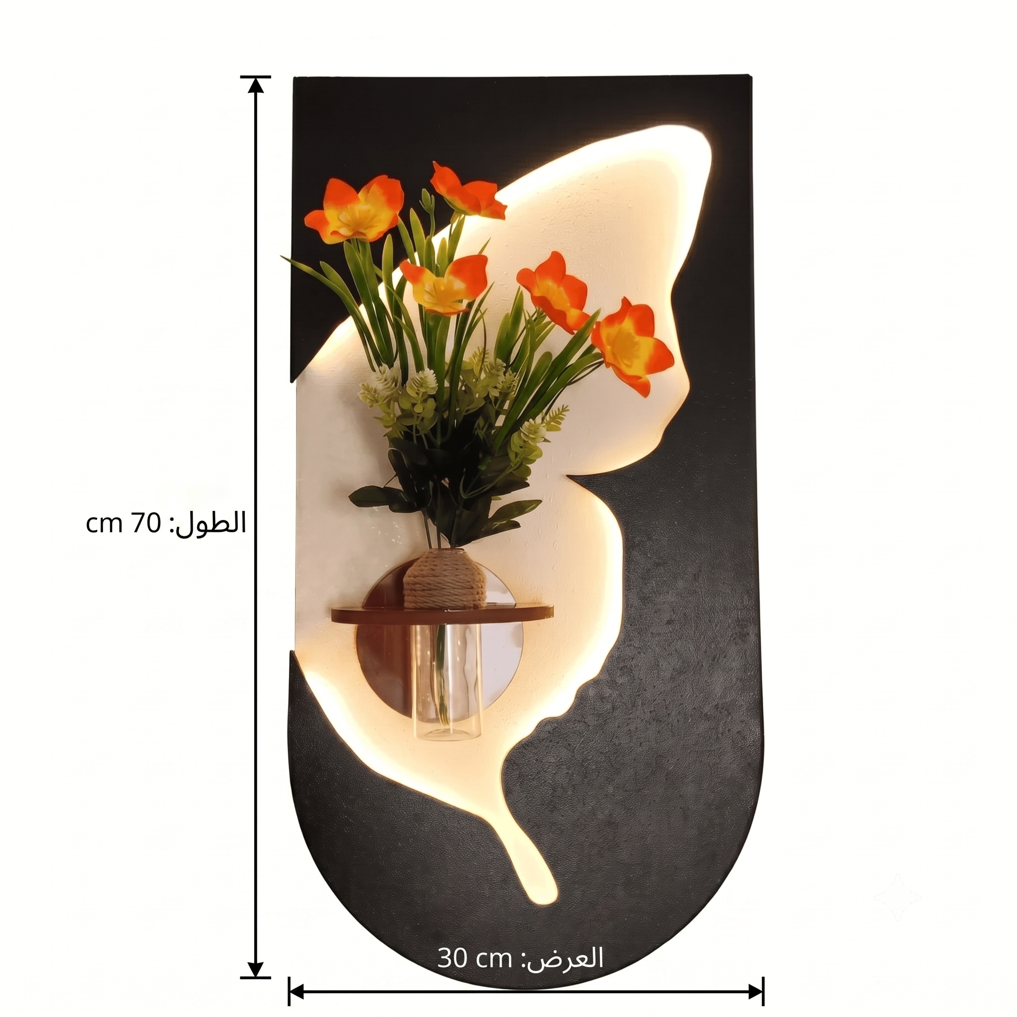 Décoration Murale LED Papillon avec Vase et Étagère - الصورة 3